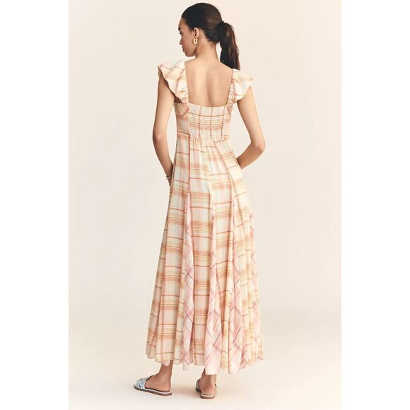 Anthropologie Maeve Linen Blend Flutter-Sleeve A-Line Midi Dress M - Picture 4 of 4